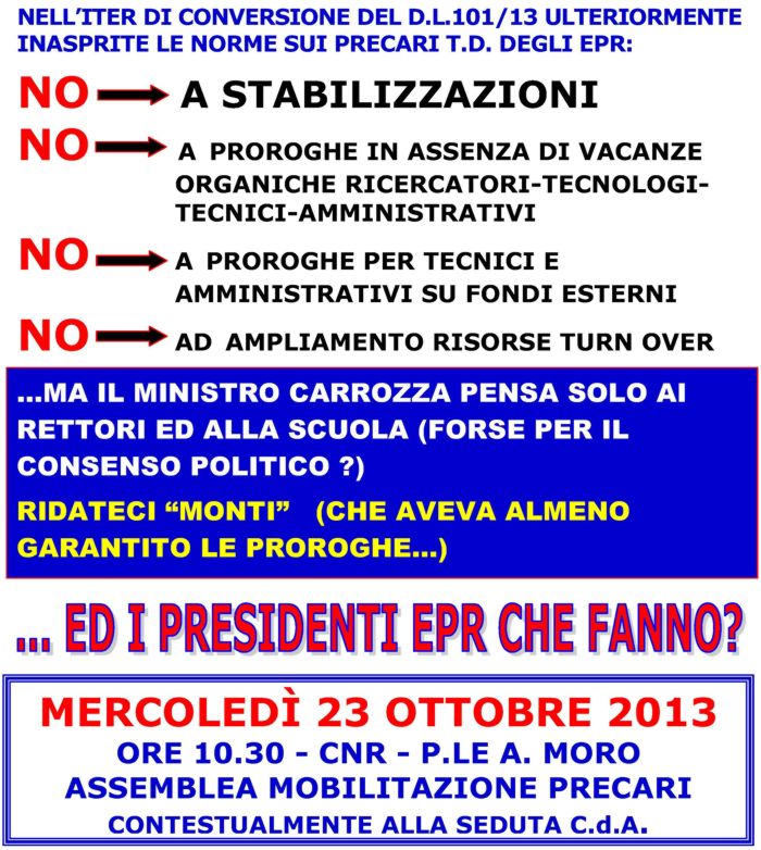 2013 10 23 volantino mobilitazione precari 2